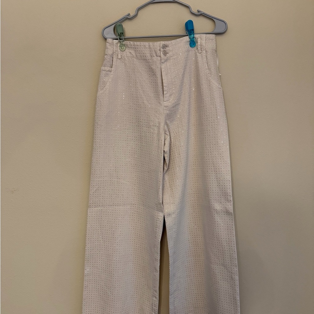 YFB White Wide Leg Rhinestone Pants